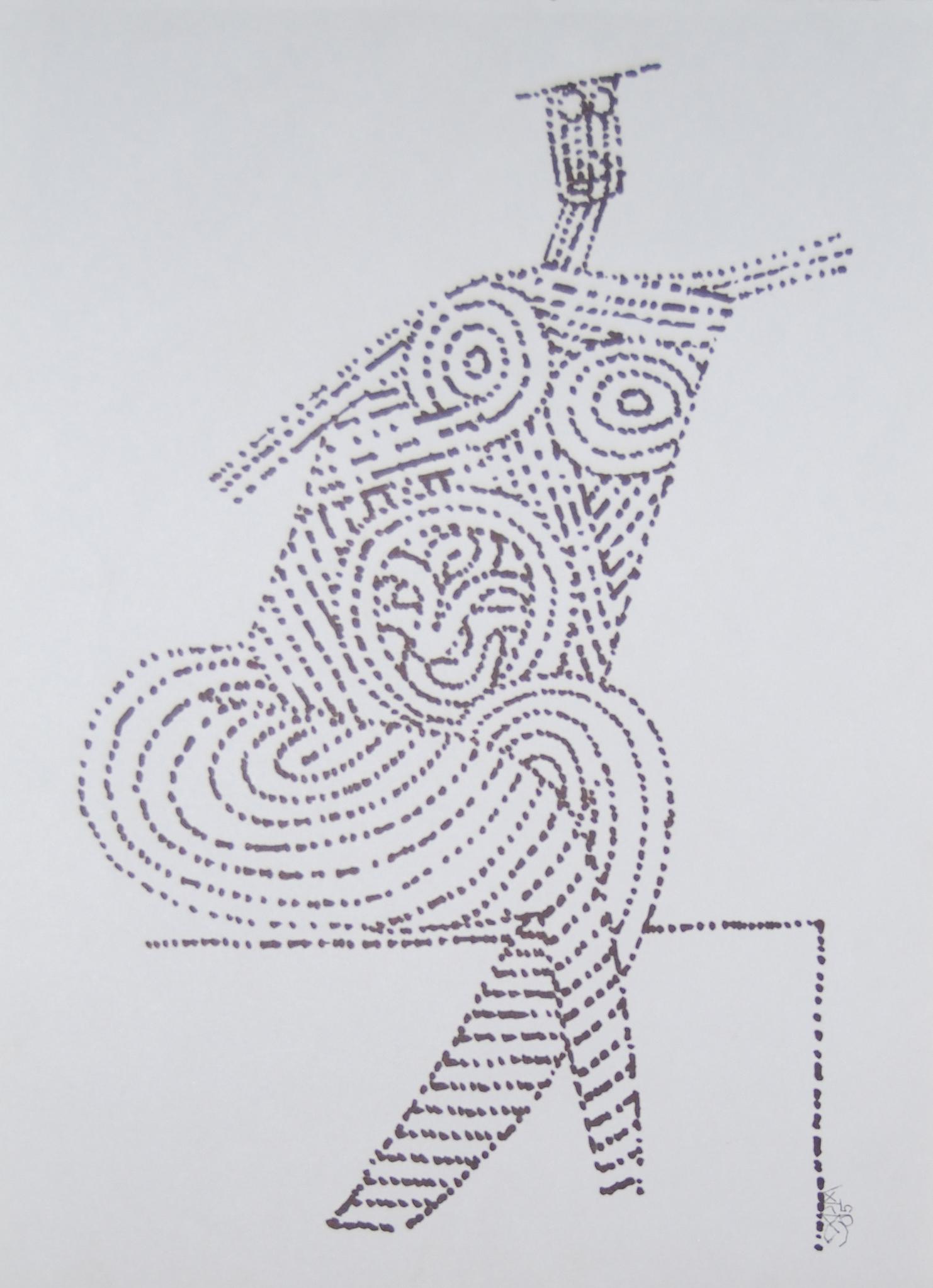 Sitting Man, dessin, encre sur papier du maître artiste indien « En stock » - Art de Prakash Karmarkar