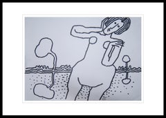 Dessin de nu, encre sur papier, noir et blanc par The Modernity Indian Artist "En stock"