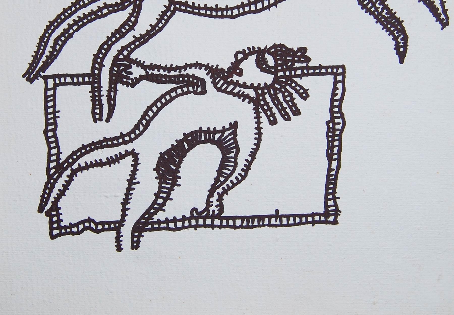 Running Horse, Animal Drawing, Ink on paper by Master Indian Artist 