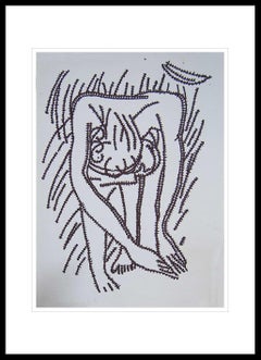 Nude Drawing, Ink on paper, Black & White by Modern Indian Artist "In Stock" 