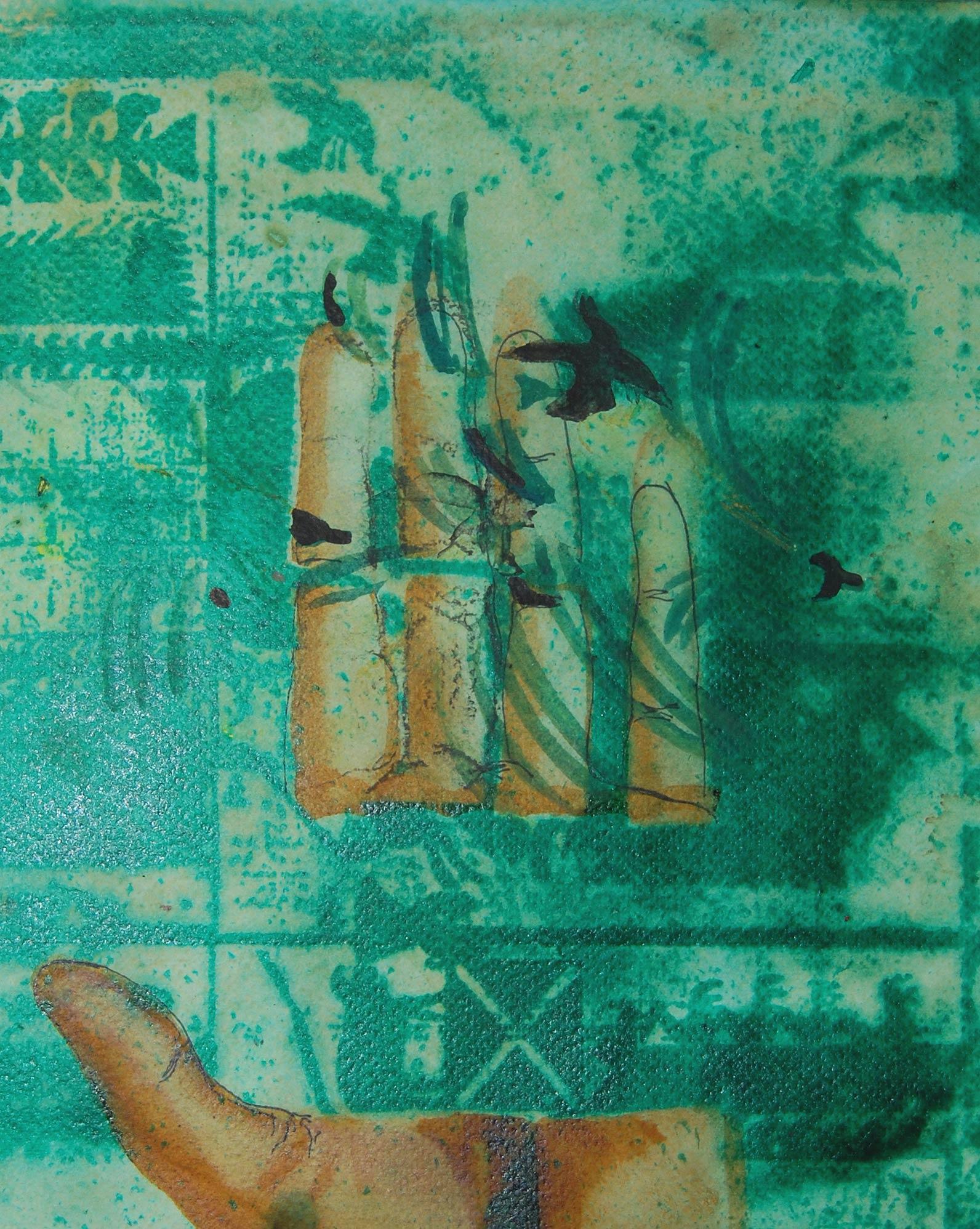 Mano umana, Acrilico in Greene & Greene, Giovane artista di Santiniketan Bilasendu Sil - Painting Contemporaneo di Bilasendu Sil 