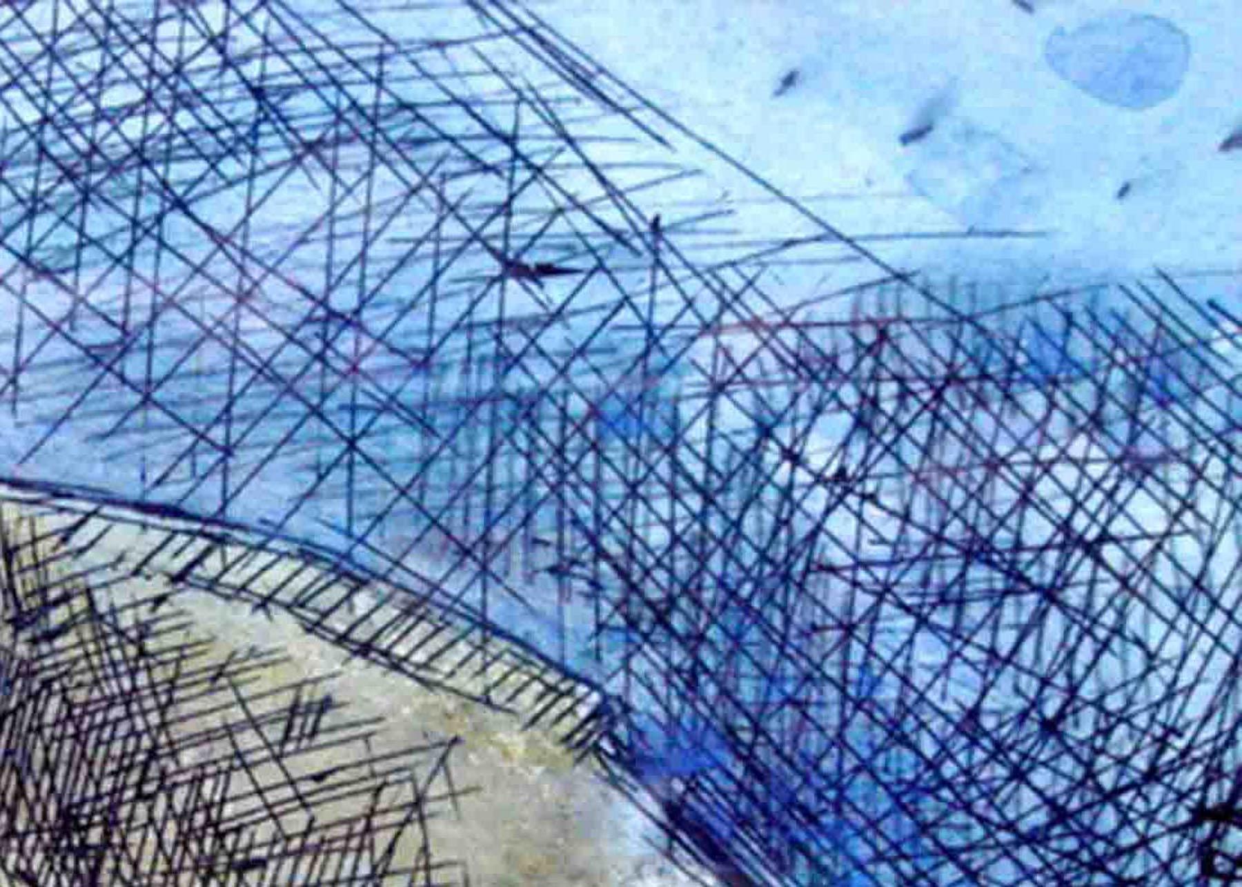Fish, Mixed Media in Blue, Green, influenced by Abanindranath Tagore 