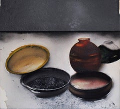 Classical Shape, Still Life, Acrylic, Pigment, Red, Brown, Black "In Stock"