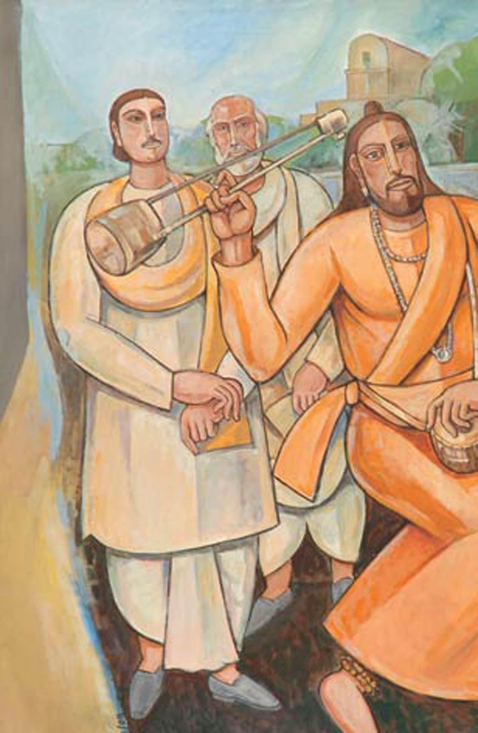 Bijan Choudhury - Raga - 48 x 48 pouces (taille non encadrée)
Huile et acrylique sur toile
Y compris l'expédition en rouleau.

Style : L'orientation marxiste n'a pas permis à Bijan Chowdhury 