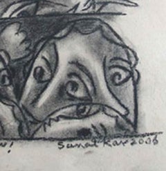 HO. TOMMOROW, dessin, technique mixte et fusain sur papier, noir et blanc « en stock »