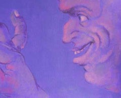 Human Form, Multi-faceted, Acrylic on paper, Violet, Blue, Red colors "In Stock"