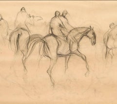 Early Horses X, Charcoal Drawing, Brown, Black by Padmashree Sunil Das"In Stock"