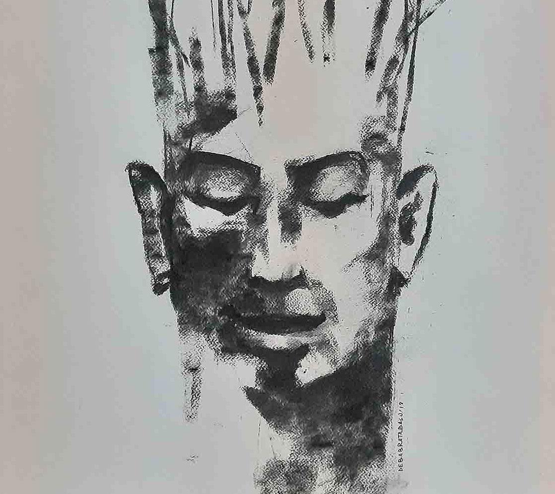 Debabrata Basu - Ser uno con la Naturaleza II - 26 x 20 pulgadas (tamaño sin enmarcar)
Carboncillo sobre papel Fabriano

Estilo : Debabrata obtiene su estilo y su tema mediante la introspección dentro de sí mismo. Los miedos a la incertidumbre, las