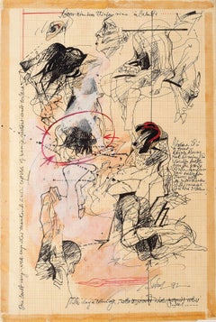 Human & Animal Limbs, Torsos, Ink, Watercolor, Acrylic on Graph Paper "In Stock"