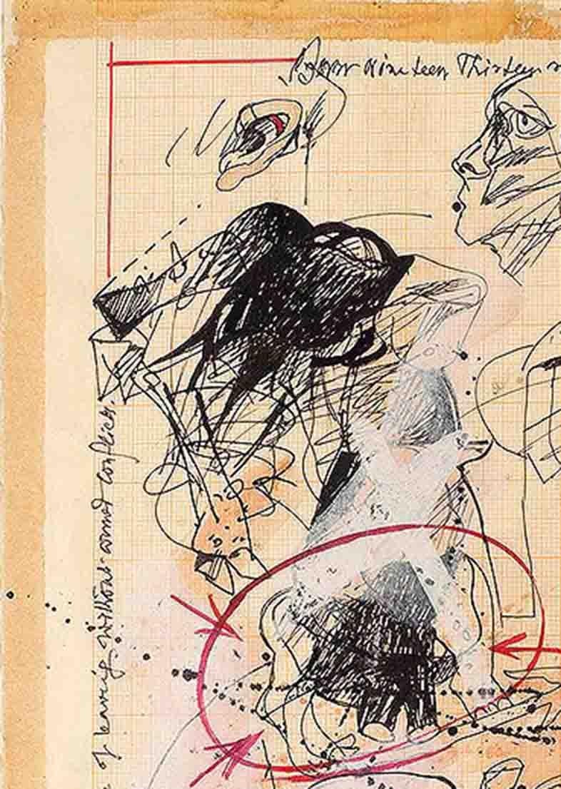 Human & Animal Limbs, Torsos, Ink, Watercolor, Acrylic on Graph Paper 