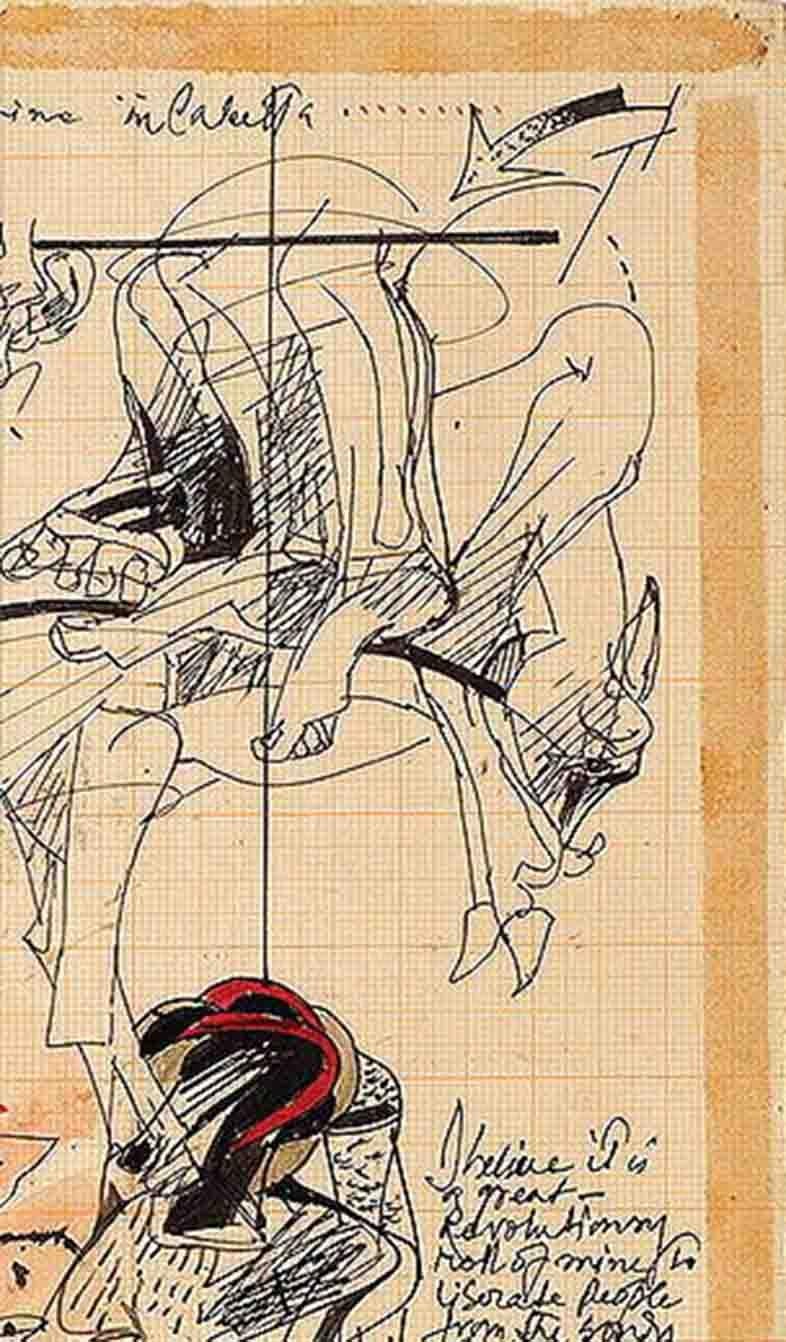 Human & Animal Limbs, Torsos, Tinte, Aquarell, Acryl auf Graphpapier „“Auf Lager“ (Moderne), Art, von Sunil Das