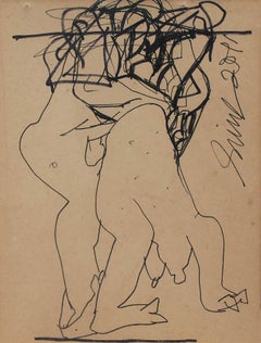 Love Pair, Erotic Sensual Rendition of "Torso", Pen Drawing "In Stock"