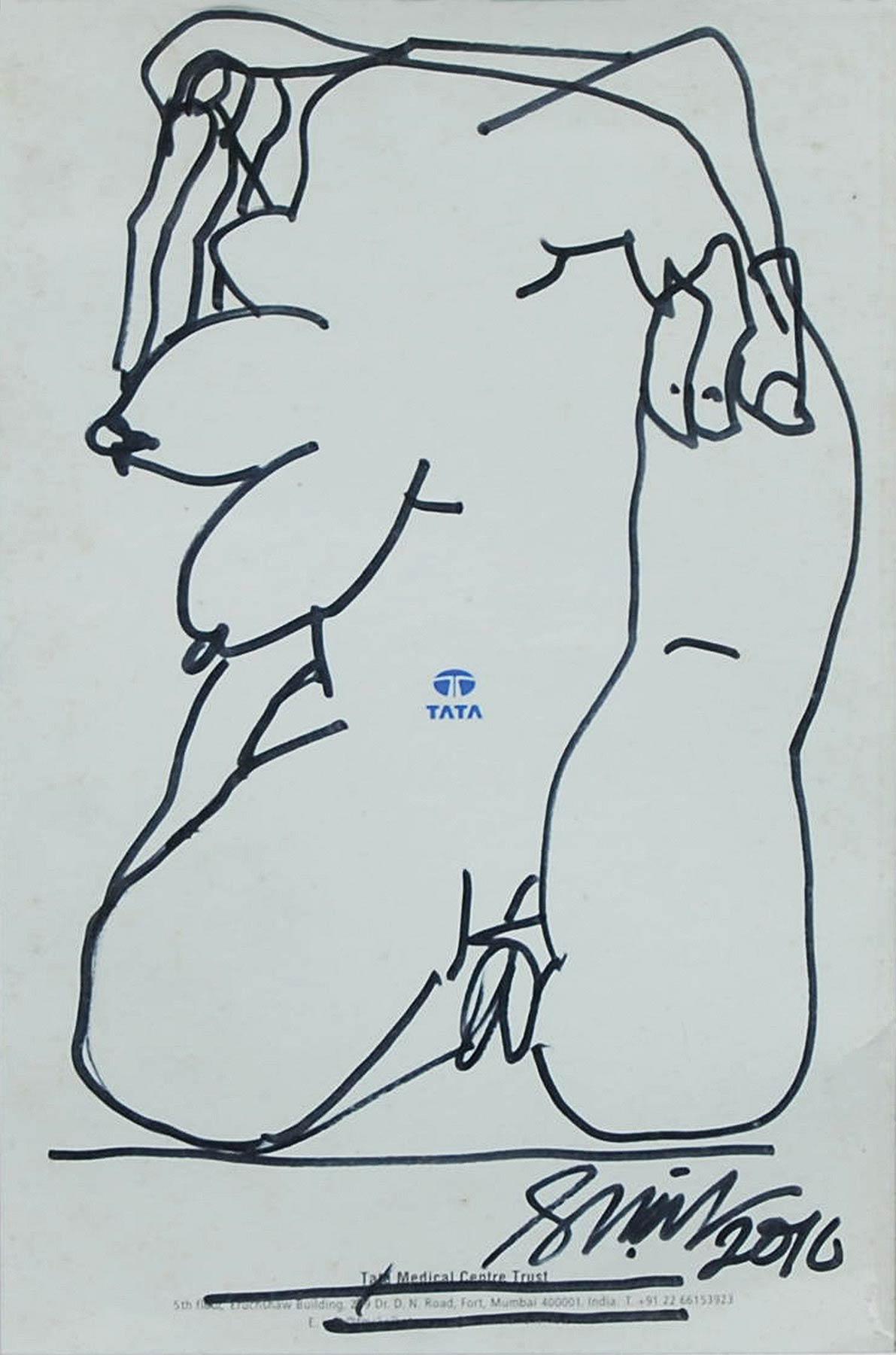 Série érotique II, dessin de nus, féminin, encre sur papier de magazine « en stock »