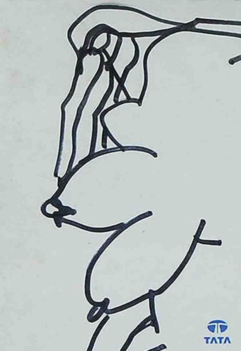 Erotic Series II, Nude Drawing, Female, Ink on Magazine paper 