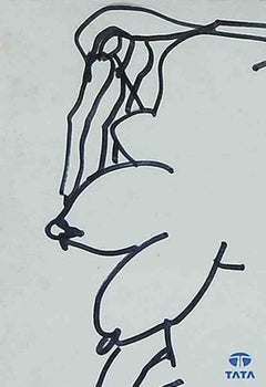 Erotic Series II, Nude Drawing, Female, Ink on Magazine paper "In Stock"