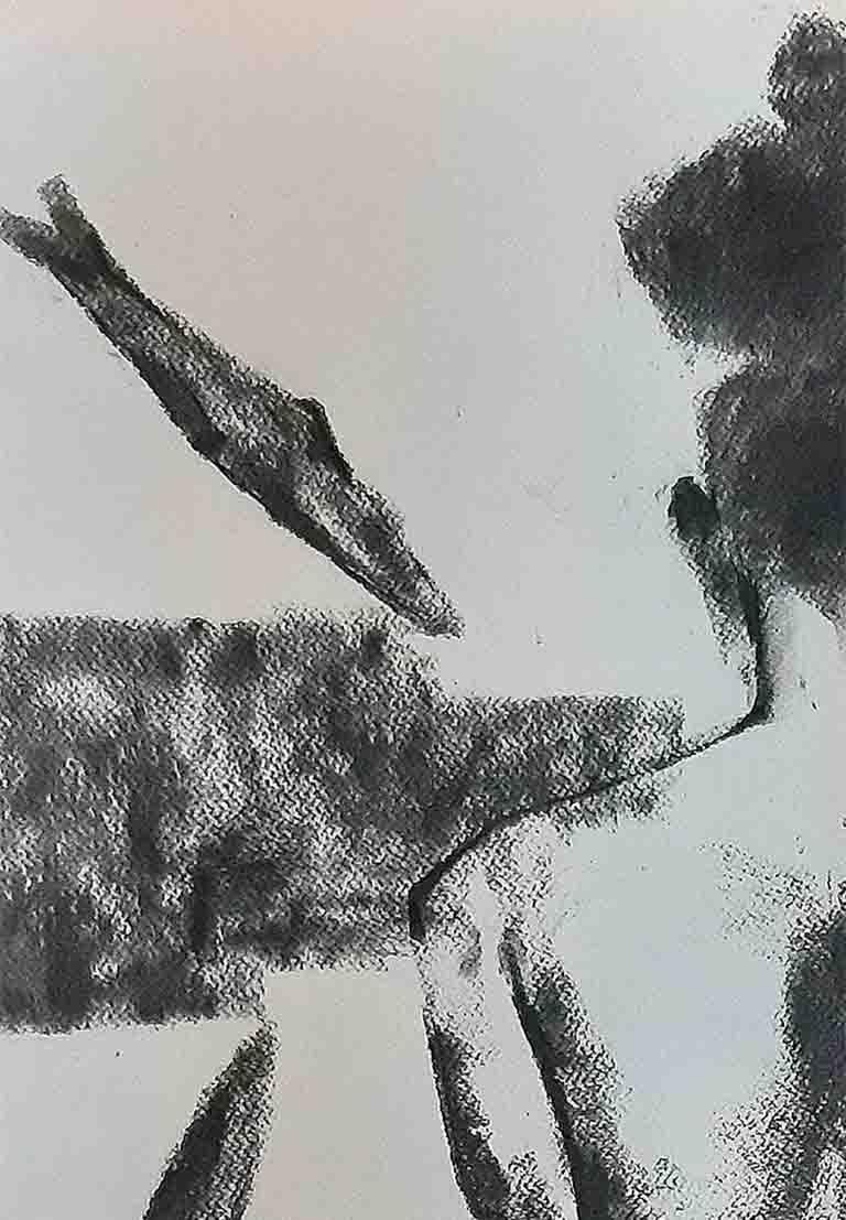 Survival II, Charcoal on Fabriano Paper, Black, White by Indian Artist