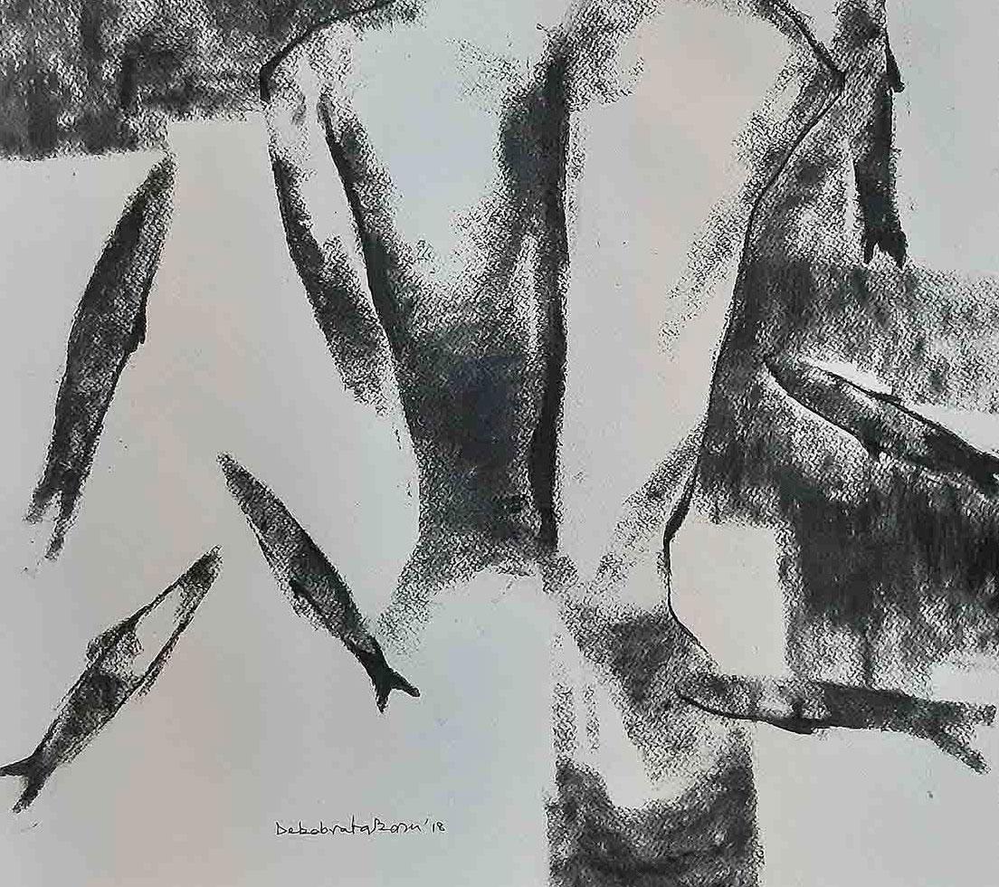 Debabrata Basu - Survival II - 26 x 20 inches (unframed size)
Charcoal on Fabriano Paper.

Style : Debabrata derives his style and theme by introspecting within himself. The fears of uncertainty, Struggles and anxiety of an artist, the stringent