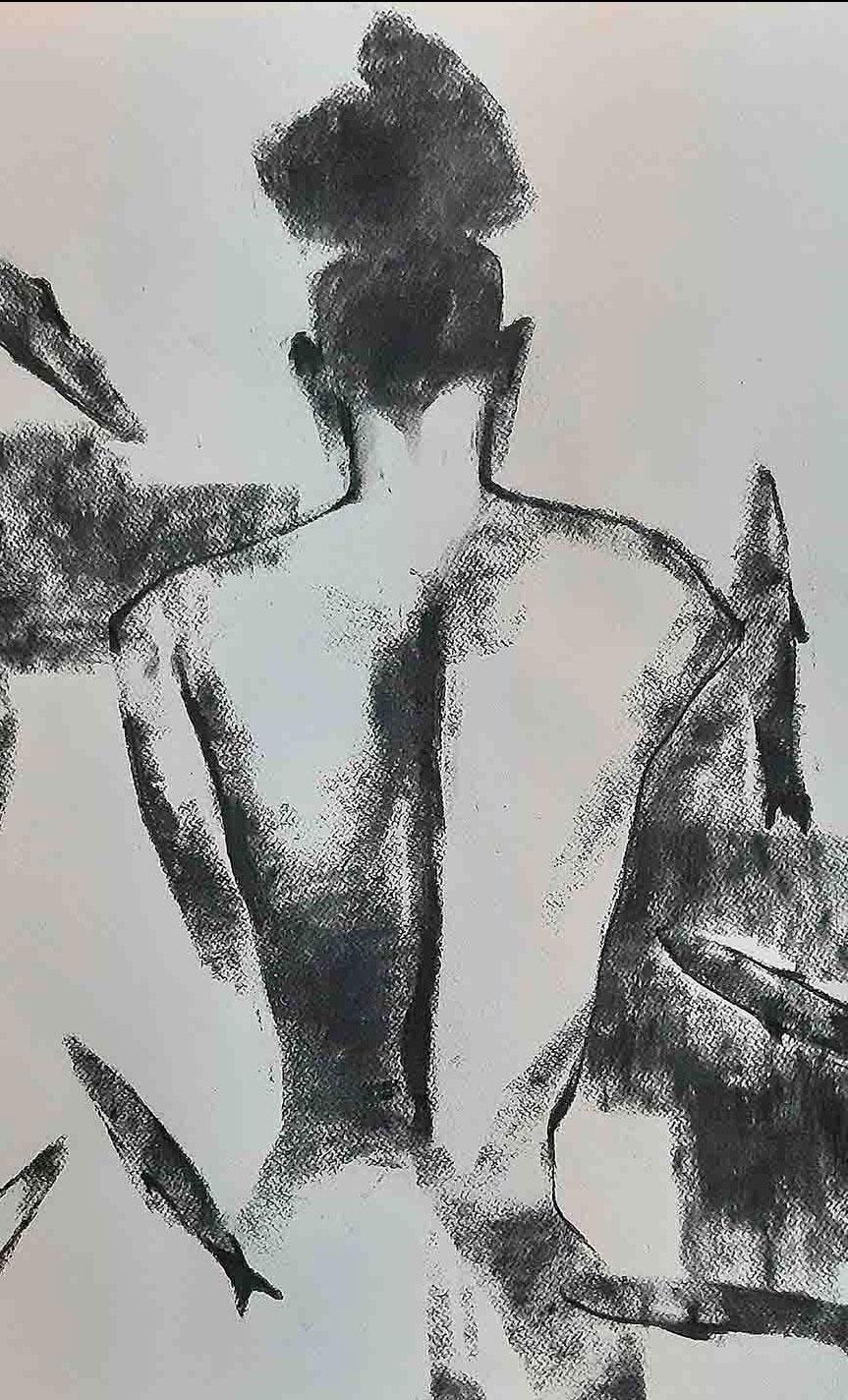 Survival II, Charcoal on Fabriano Paper, Black, White by Indian Artist