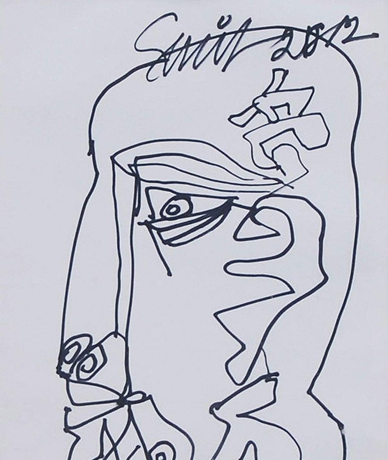Sunil Das - Untitled - 9 x 7 inches (unframed size)
Pen and Ink on Paper
Inclusive of shipment in ready to hang form.

The exceptions are the faces such as the profiles of bearded men in which the content is a mere excuse for the lines to create a
