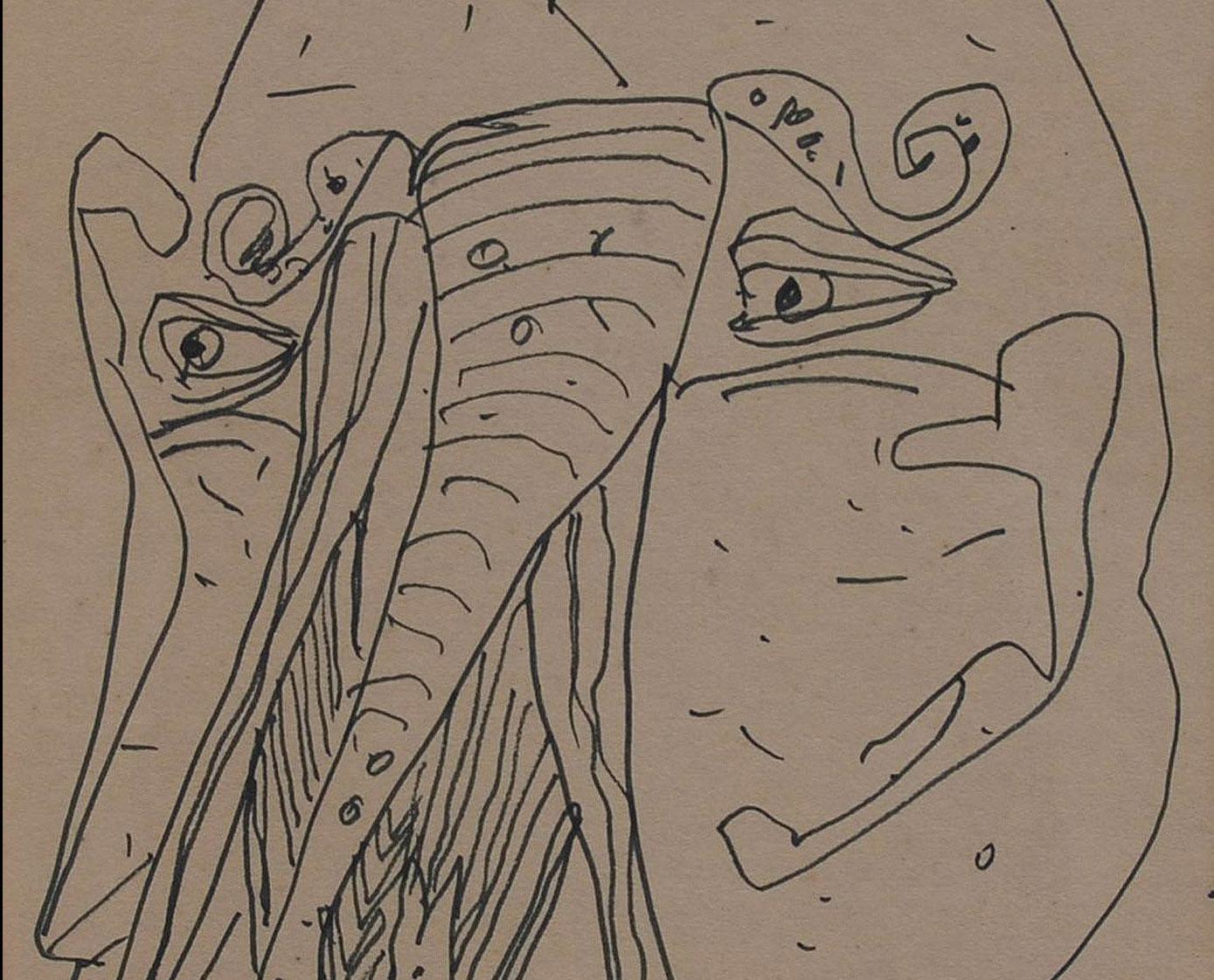 Ganesha, Dios hindú, Tinta sobre papel por el artista indio Sunil Das 