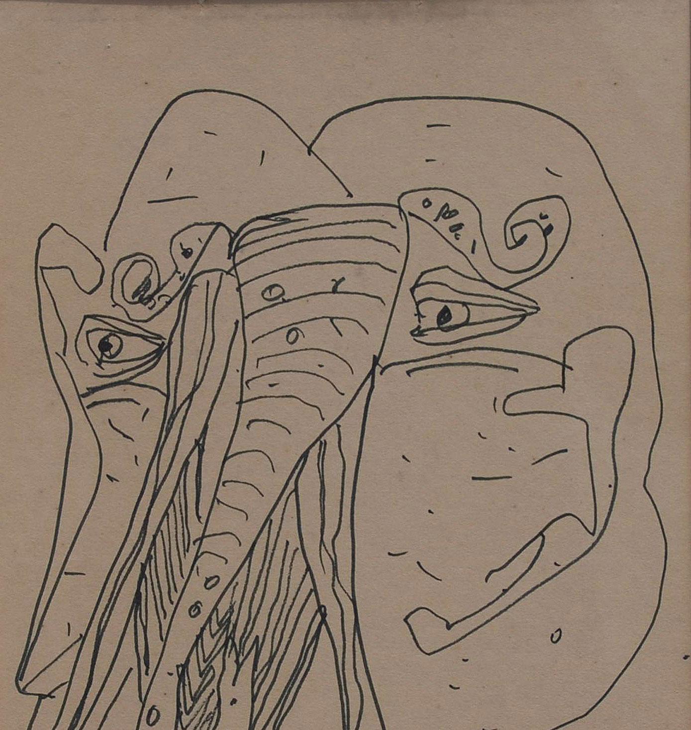 Ganesha, Hindu God, Ink on Paper by Indian Artist Sunil Das 