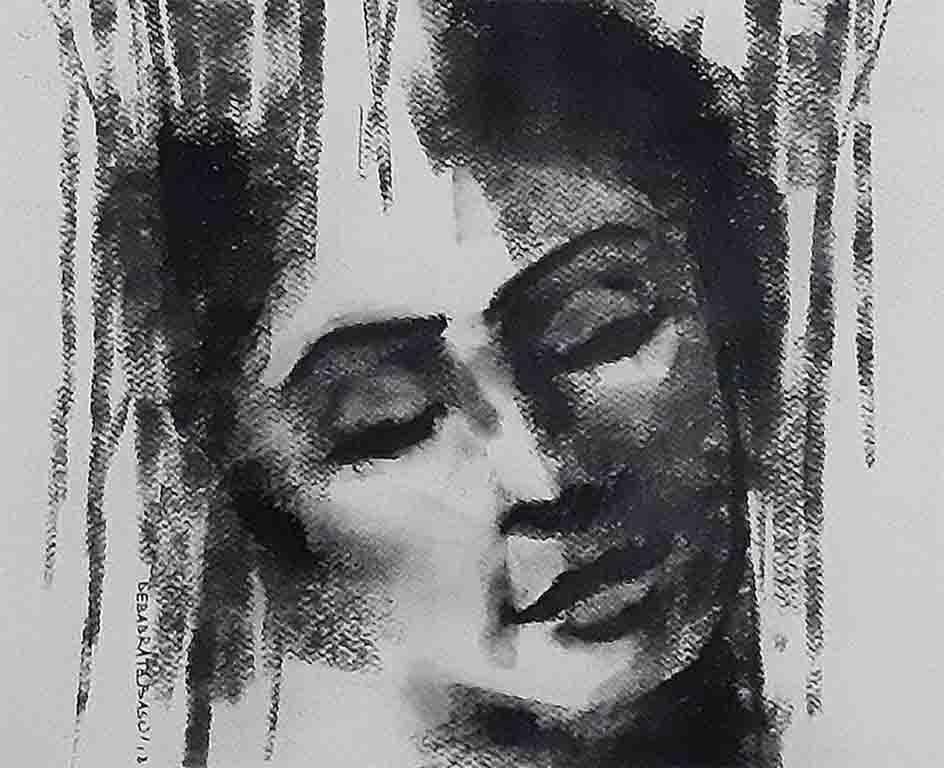 Ser uno con la Naturaleza III, Amante del Medio Ambiente, Carboncillo, Blanco y Negro 'En Stock - Art de Debabrata Basu