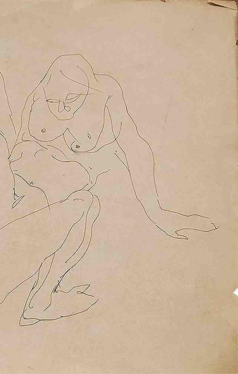 Erotic Series IV, Reversible, Nude, Pen & Ink on Paper by Sunil Das 