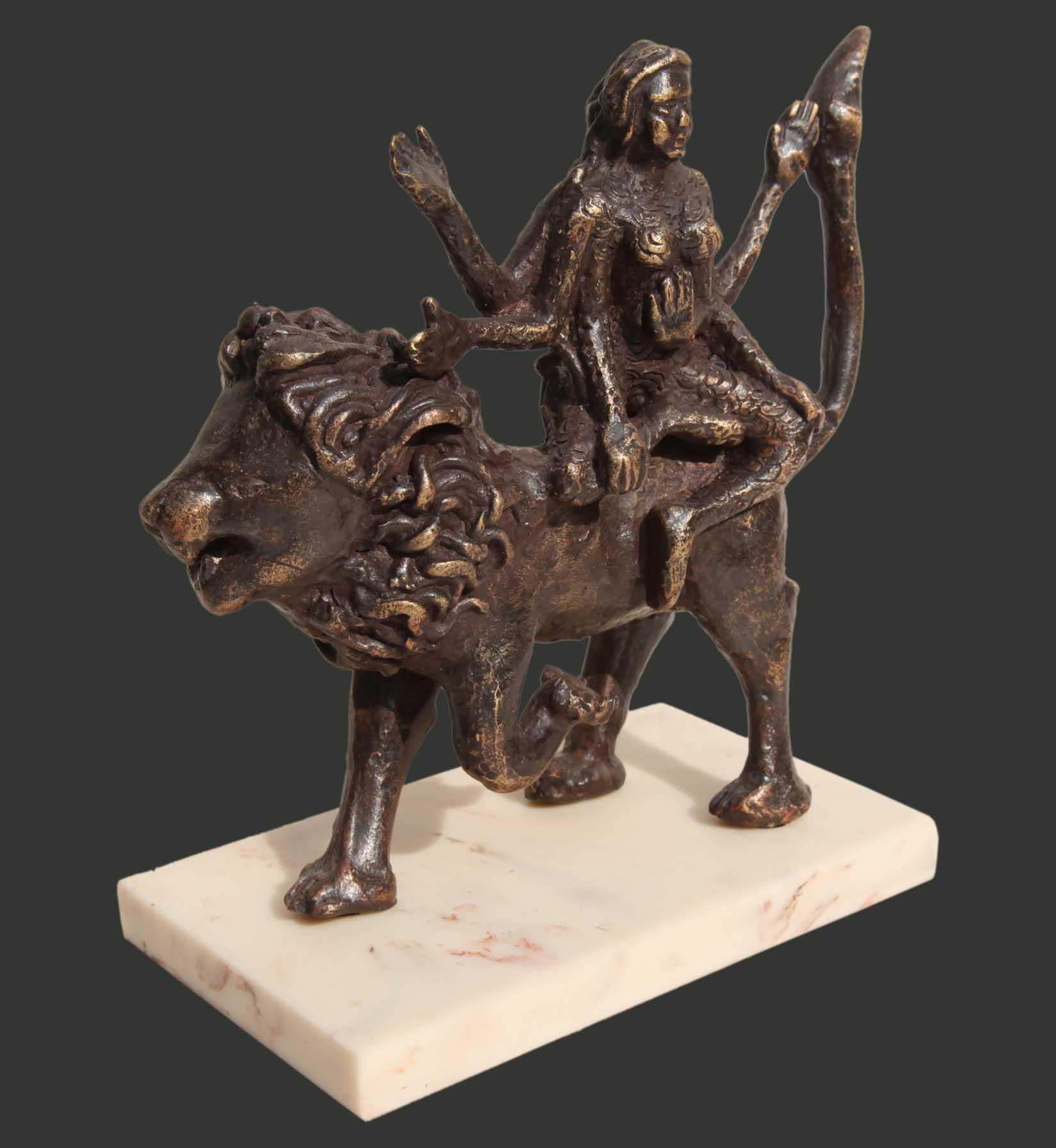 hindu goddess on lion