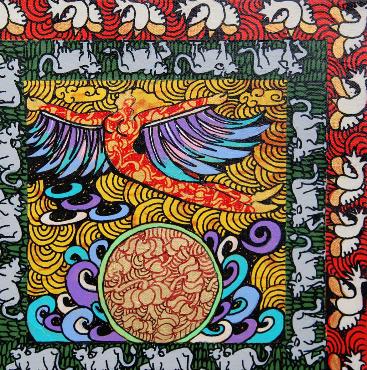 Seema Kohli - Yoguini - 10 x 10 pulgadas (tamaño sin enmarcar)
Acrílico y tinta sobre lienzo con pan de oro y plata de 24 quilates.
Incluye el envío en forma lista para colgar.

Las obras de Seema Kohli revelan una reivindicación de las