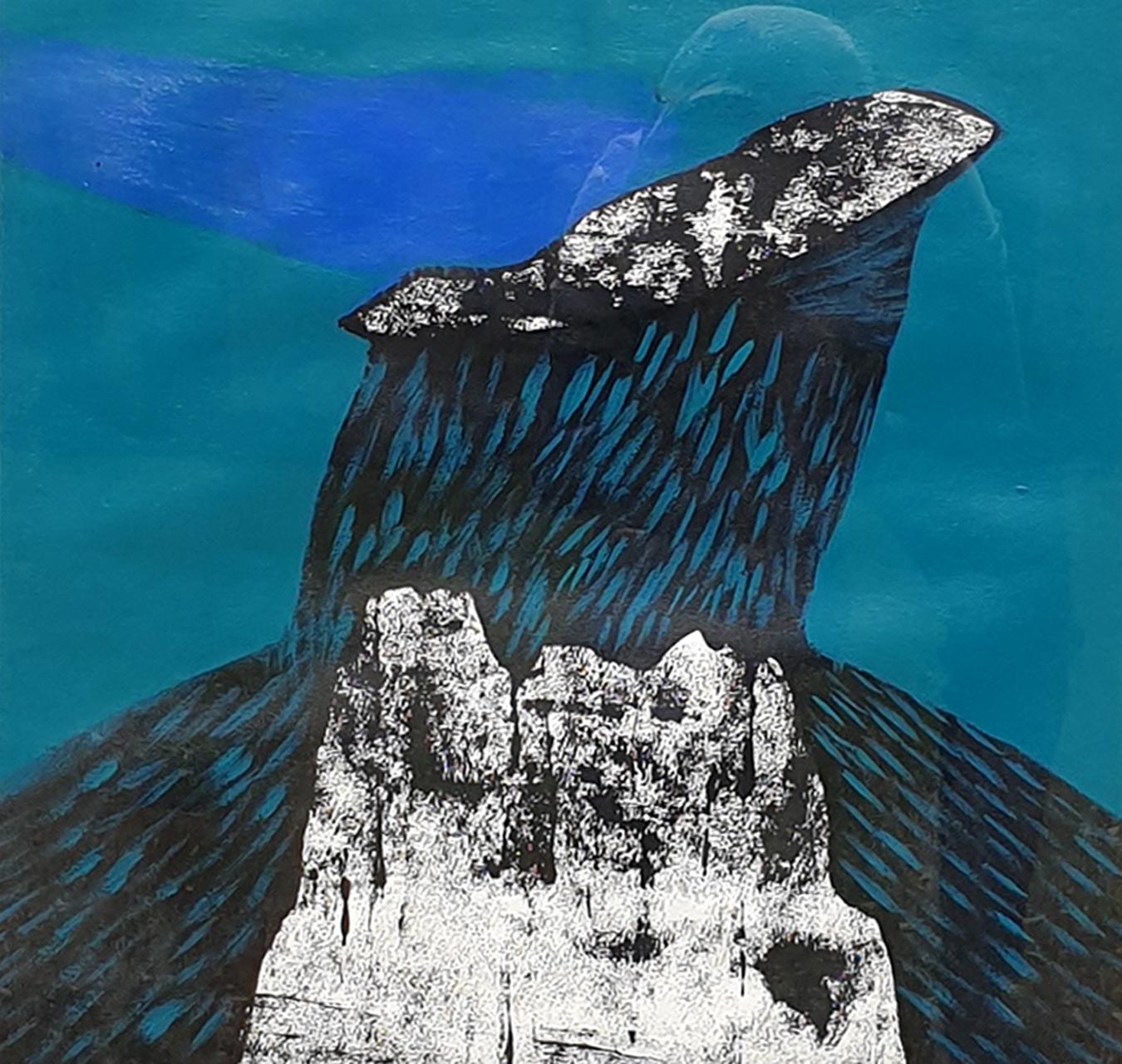 Pintura Acrílica Abstracta, Color Negro, Azul, Blanco, Arte Contemporáneo 