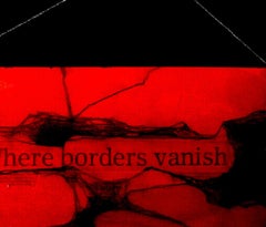Borders Vanish, Abstrakt, Mischtechnik auf Leinwand, Rot, Schwarz ""Auf Lager""
