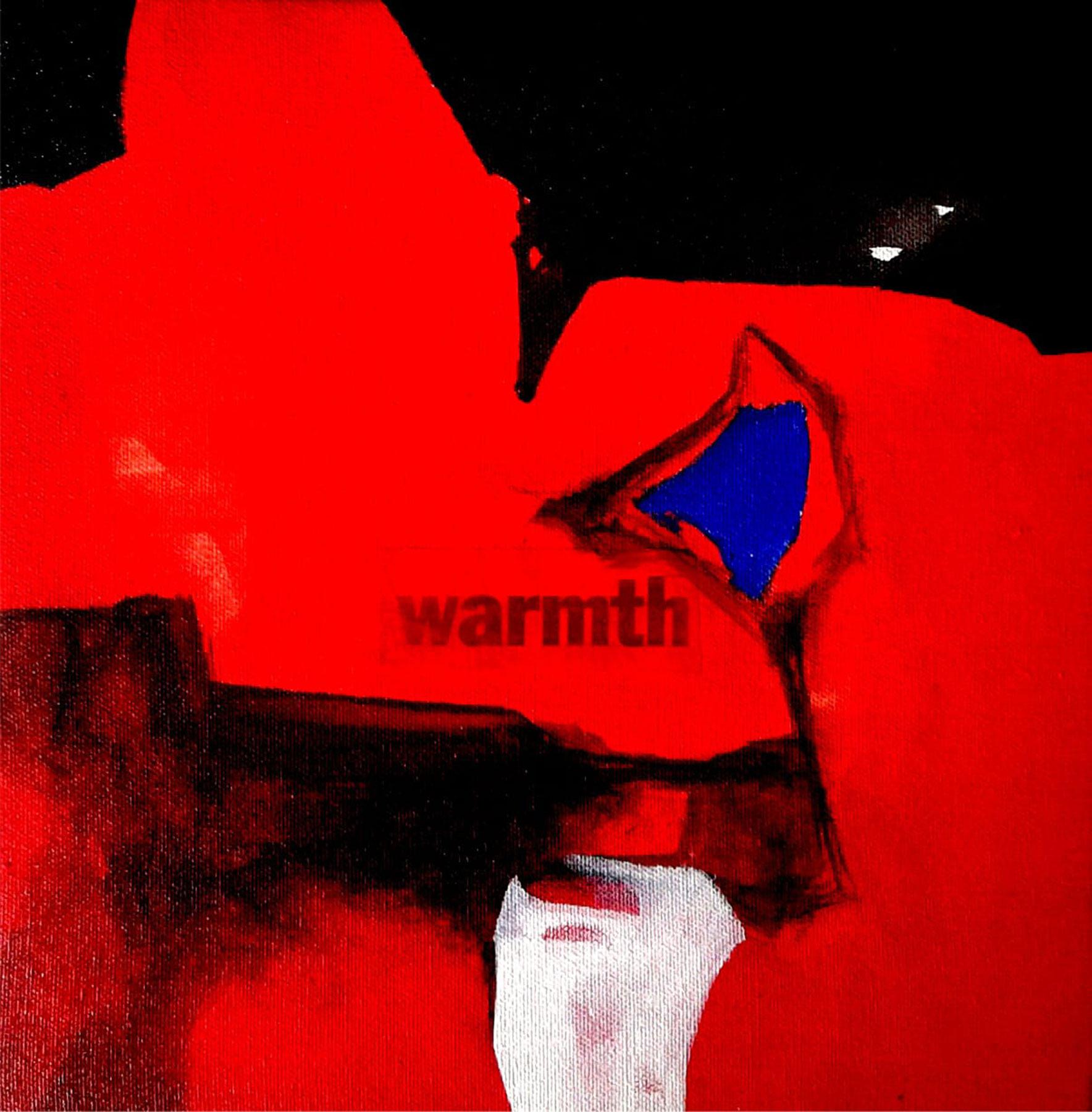 Warmth, Abstrait, Huile Arcylique  sur toile, rouge, noir, bleu, blanc « en stock »
