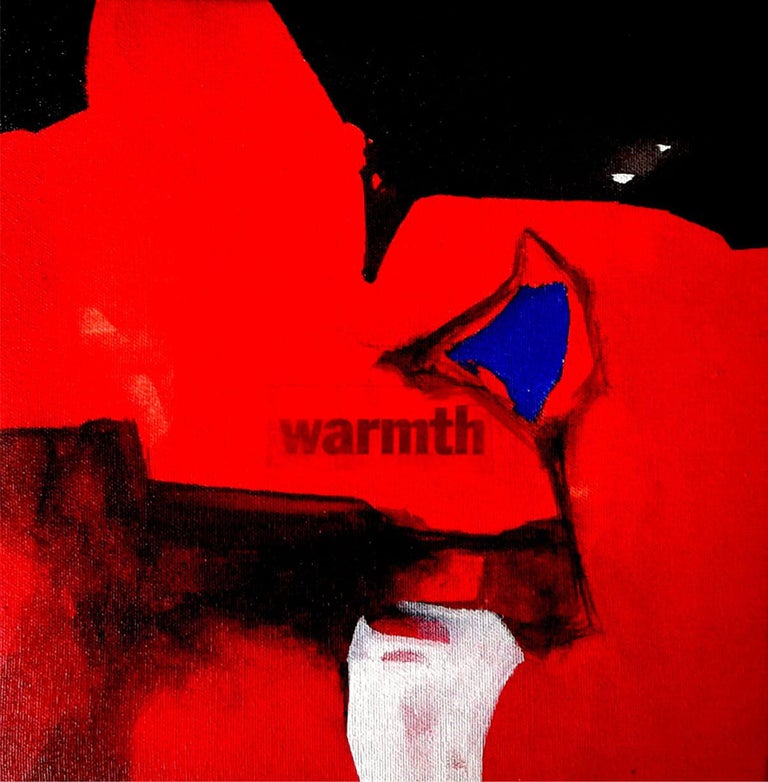 Rathin Kanji Warmth Abstract Arcylic Oil On Canvas Red Black