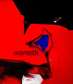 Warmth, Abstrait, Huile Arcylique sur toile, rouge, noir, bleu, blanc « en stock »
