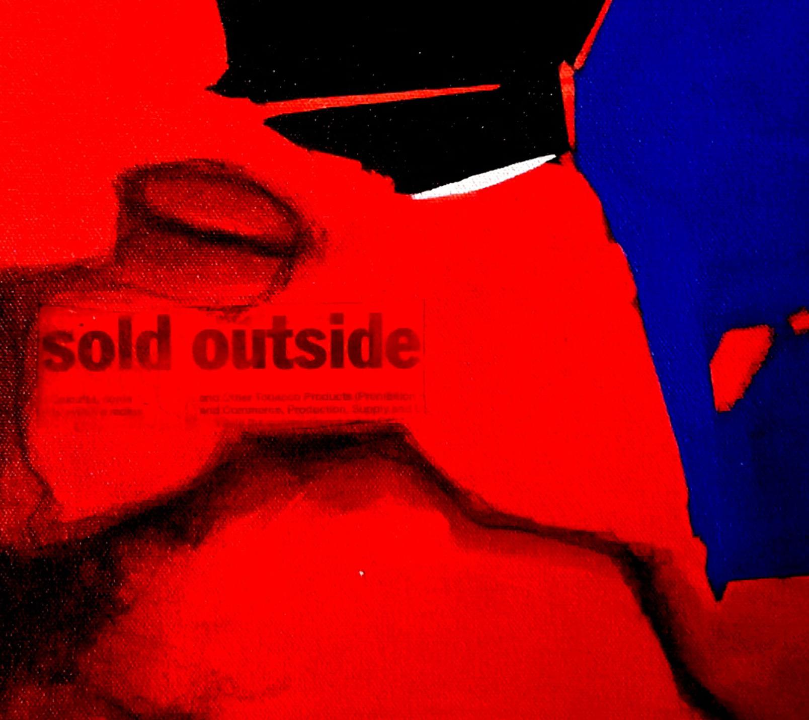 Sold Outside, Abstract, Mixed Media on Canvas, Red, Black, Blue 