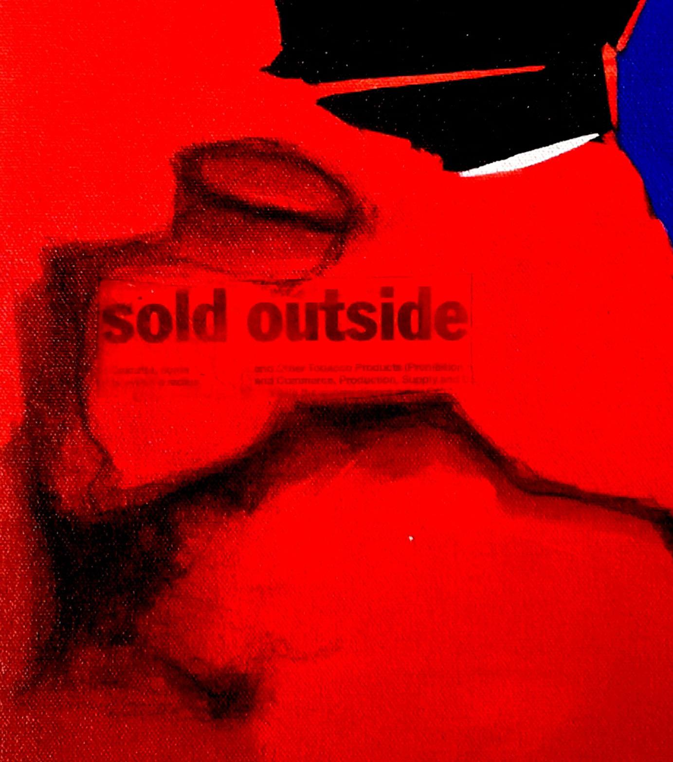 Venduto fuori, Astratto, Tecnica mista su tela, Rosso, Nero, Blu 