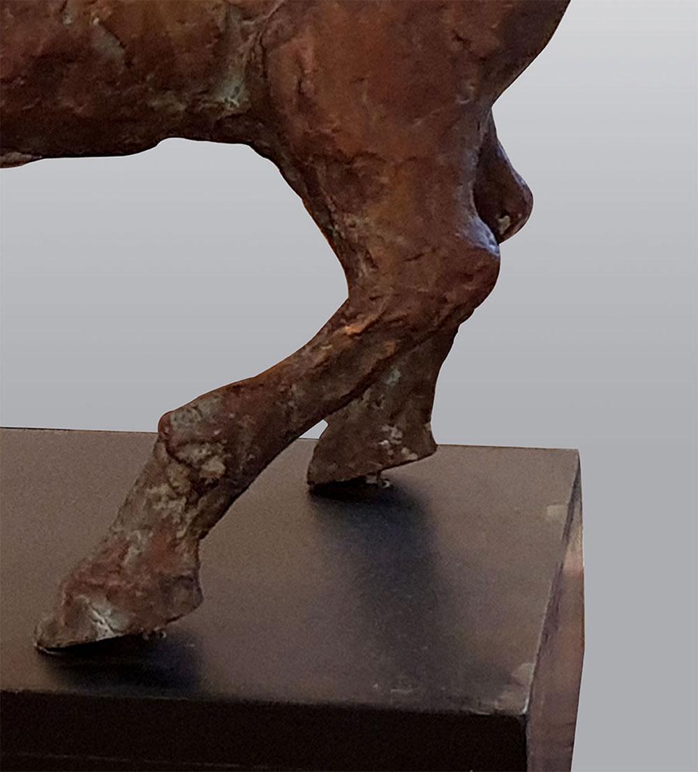 Galloping Horse, Bronze Brown Green Sculpture 
