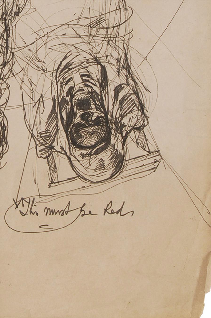 Figurativo, Inchiostro su carta dell'artista indiano moderno Sunil Das 