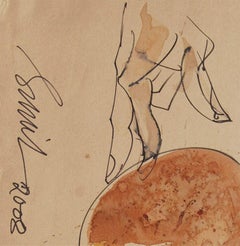 Head, Ink & Watercolour on Paper by Indian Artist Sunil Das "In Stock"