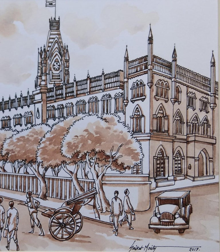 Old Kolkata Painting, Heritage City, Watercolour by Indian Artist 