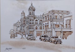 Gemälde im alten Kolkata-Gemälde, Heritage Building, Aquarell des indischen Künstlers „In Stock“