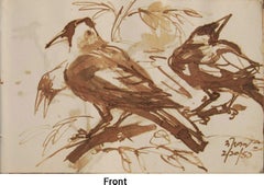 Crows Series, Watercolour on paper, Rare Art by Indian Bengal Artist "In Stock"