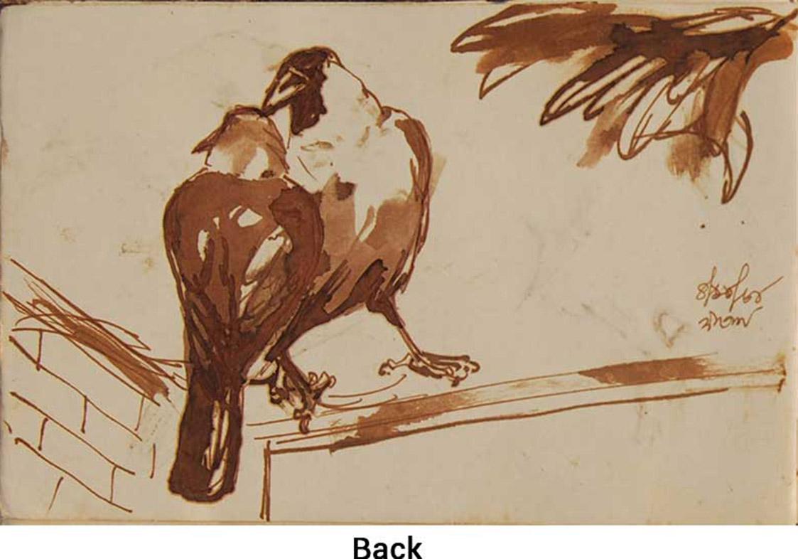 Crows, Rare Sketchbook of Watercolors on Paper By Old Bengal Dipen Bose For Sale 2