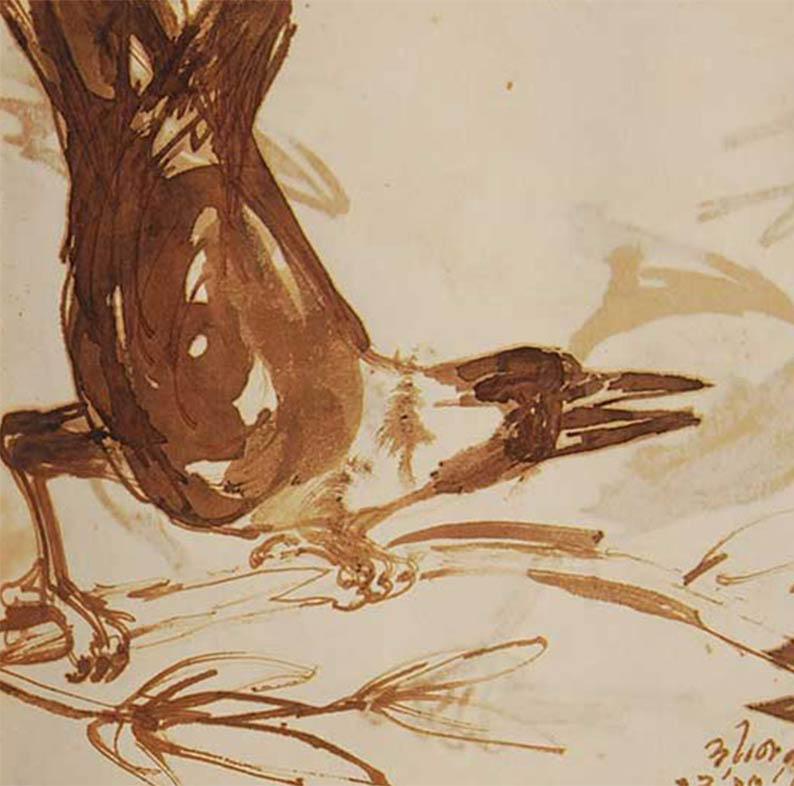 Crows Series, Watercolour on paper, Rare Art by Indian Bengal Artist 
