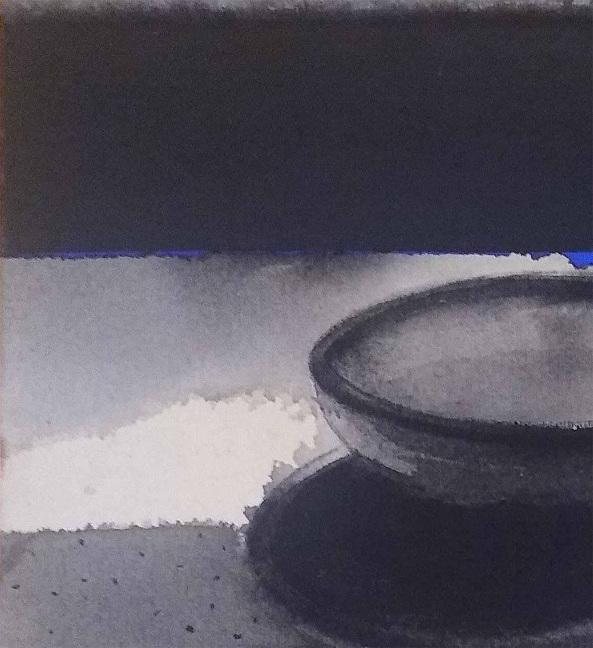 Pots, Acrylic & Pigment on Canvas, Black, Blue, Grey Colour 