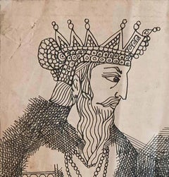 Illustrazione per il Frutto del destino con un mendicante, inchiostro su carta "In magazzino".