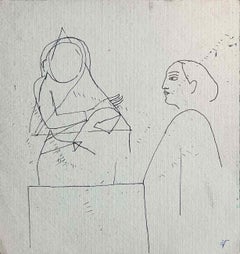 Sketch of Women, dessin, encre sur papier de l'artiste indien moderne « En stock »