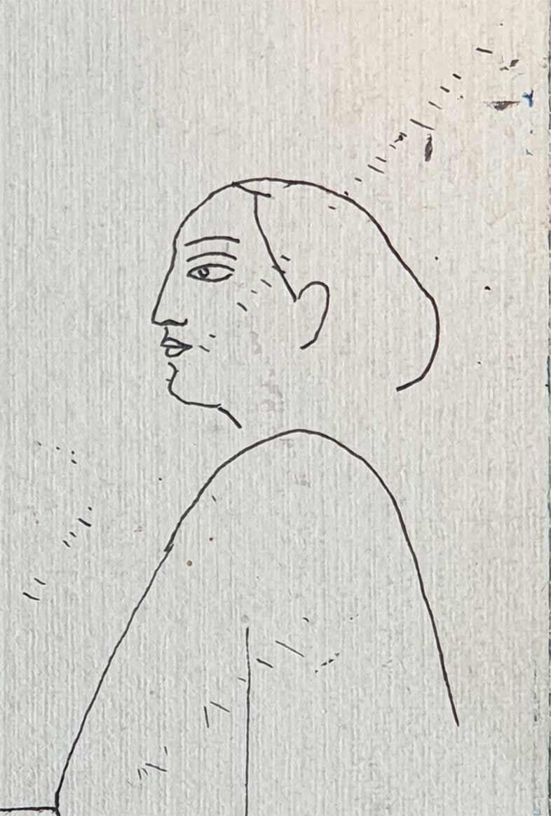 Sketch of Women, dessin, encre sur papier de l'artiste indien moderne « En stock » - Gris Figurative Art par Badri Narayan