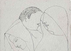 Uomo e donna, Disegno, Inchiostro su carta di un artista indiano moderno "In magazzino"