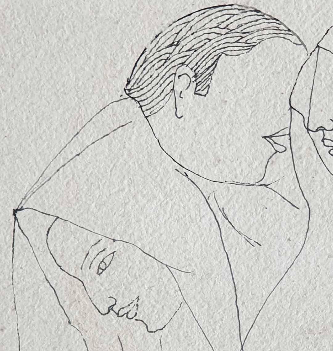 Man & Women, Drawing, encre sur papier de l'artiste indien moderne « En stock » - Moderne Painting par Badri Narayan